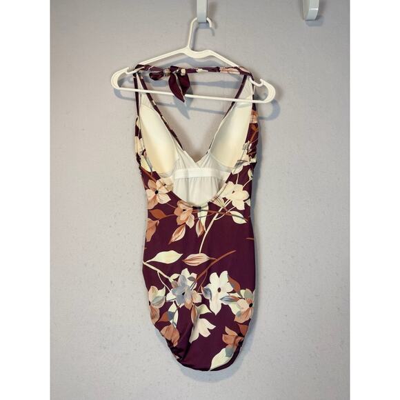 Gottex One Piece Swimsuit Amore Mauve Floral Size 8 Halter - Picture 2 of 6